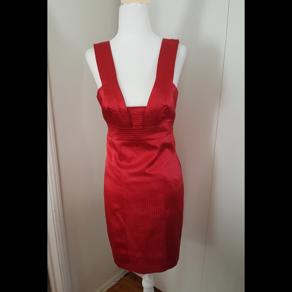 Single Brand Red Silk Sheath Dress